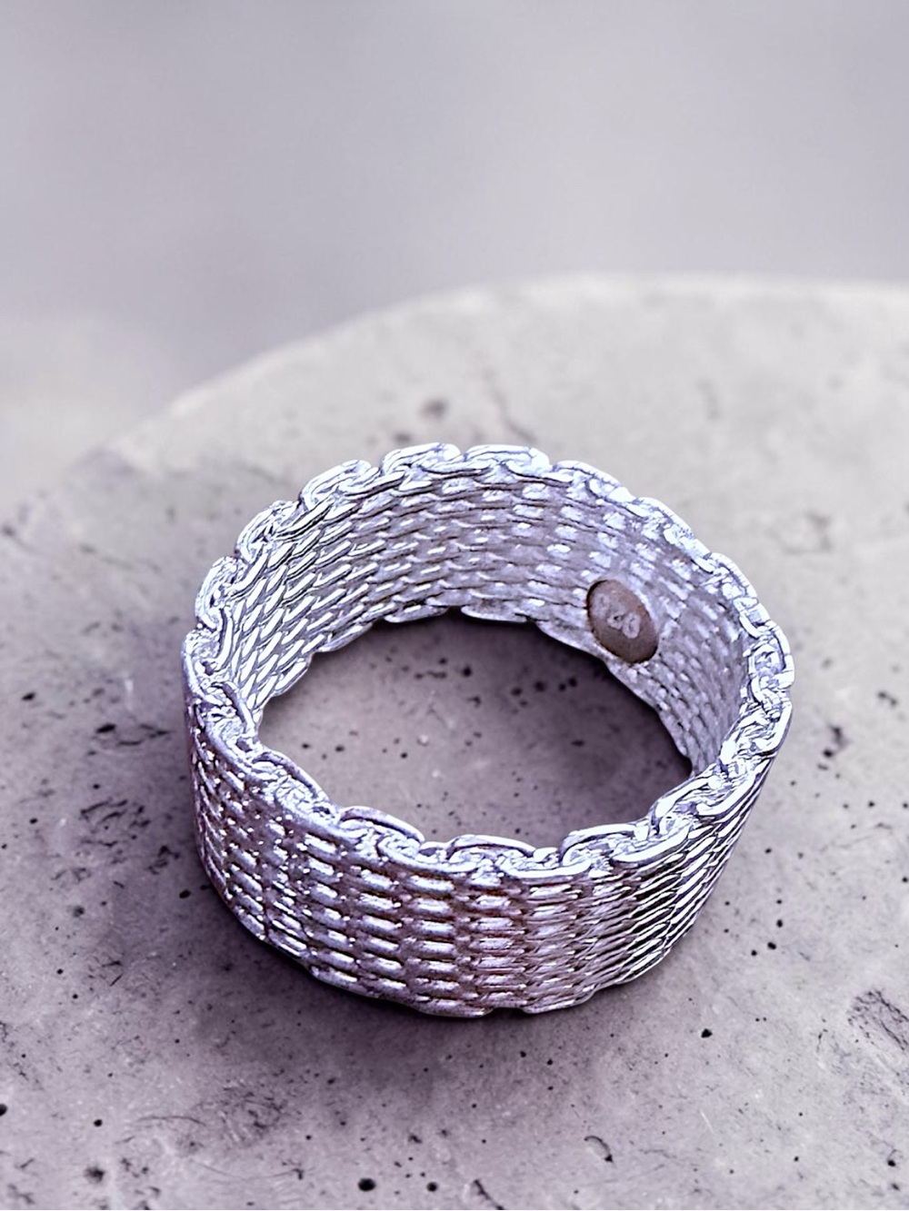 Silver Band Ring  .925 Thick Mesh Band Ring NWT sterling silver - Picture 2 of 9